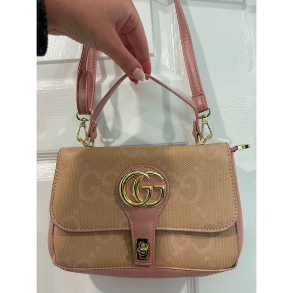Guess Handbag, with adjustable strap, Blush Pink / Gold hardware / beige - Picture 2 of 5